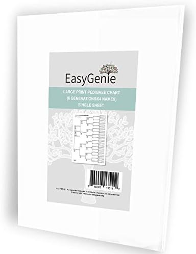 EasyGenie הדפס גדול תרשים אילן יוחסין למוצא, גיליון יחיד | צורות גנאלוגיה באיכות ארכיון